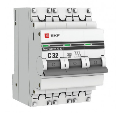 Выключатель автоматический 3P 32А EKF Proxima